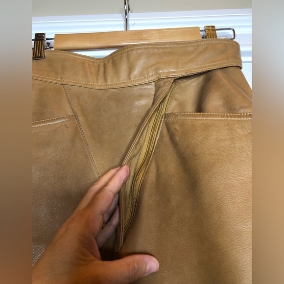 The Leather Warehouse Vintage High Waisted Tan Leather Trousers 10 - Picture 6 of 12